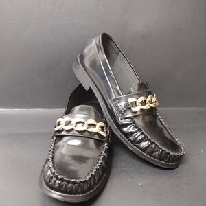 ASOS DESIGN - WOMEN'S LOAFERS WITH CHUNKY  GOLD  CHIN  SHOES SIZE: 7